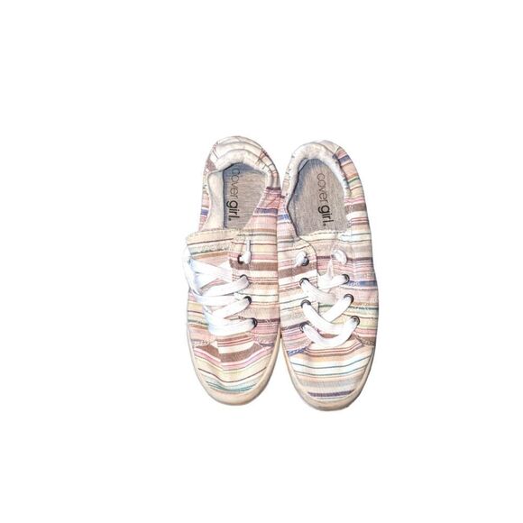 🛍️COVERGIRL STRIPED SLIP ON  HOUSE SHOES SIZE 10 - Picture 1 of 2